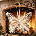 thumbnail image 1 of Hollow Metal Christmas Ornament Set with Ribbon Bow and Crystal Accent, Hanging Decor for Christmas Tree Wreath Mantel Holiday, 1 of 7
