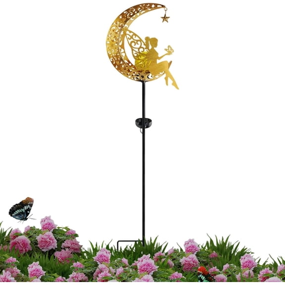 Hollow Moon Solar Fairy Lights, Waterproof LED Outdoor Landscape Lamp, Solar Auto Light Sensing, Weatherproof Stake Design, Warm Glow Decor Light for Yard Pathway Lawn Porch Garden(k)
