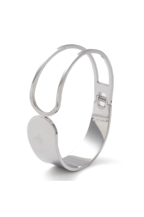 Hollow Out 304 Stainless Steel Wide Cuff Bangles Hinged Bangle Stainless Steel color Inner Diameter: 1-3/4x2-3/8 inch(4.6x6.1cm) DIY