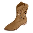 thumbnail image 1 of Hollow Out Cowboy Boots for Women Wide Calf Pointed Toe Western Cowgirl Booties Pull On Non Slip Comfortable Riding Fall Boots Brown Size 8.5, 1 of 6