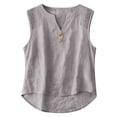 thumbnail image 1 of Hollow Out Embroidered Boho Shirts for Women Cotton Linen Tank Tops Sleeveless V Neck Loose Beach Vacation Tops, Camel M, 1 of 6