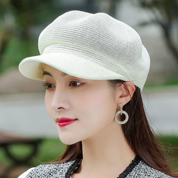 Hollow Out Octagonal Beret Hat, Sun Protection, Breathable, Adjustable Newsboy Cap, for Women, Outdoor Travel, Hiking, Beach, 23x4.72x2.76in