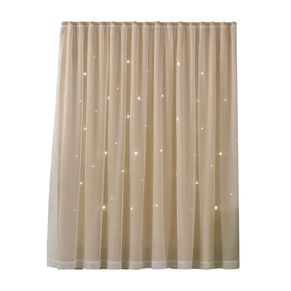 Hollow‑Out Stars Blackout Curtains, Double Layer Star Cut Out Window Drapes, 1 Panel 39.37" X 78.74" For Bedroom Living Room