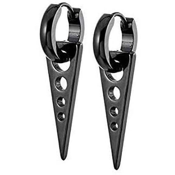 Hollow-Out Triangle Punk Rock Huggie Earring Stainless Steel Hoop Earrings for Men Women Black Gold Silver