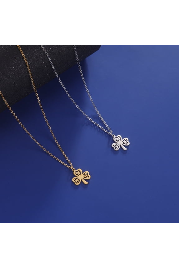 Hollow Personality Celtic Knot Clover Pendant Stainless Steel Necklace