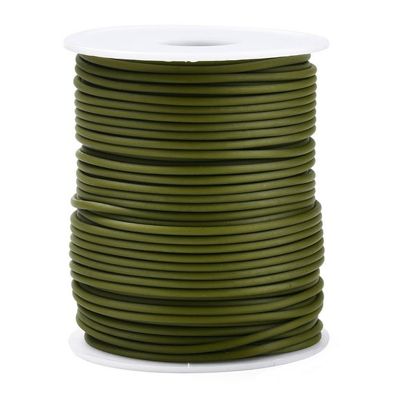 Hollow Pipe PVC Tubular Synthetic Rubber Cord Wrapped Around White Plastic Spool Olive Drab 3mm Hole: 1.5mm about 27.34 yards(25m)/roll