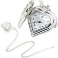 thumbnail image 1 of Hollow Quartz Heart Shaped Pocket Watch Necklace Pendant Chain Clock Women Gift, 1 of 7