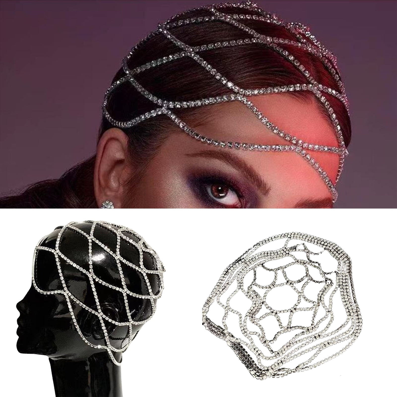 rhinestone cap headpiece