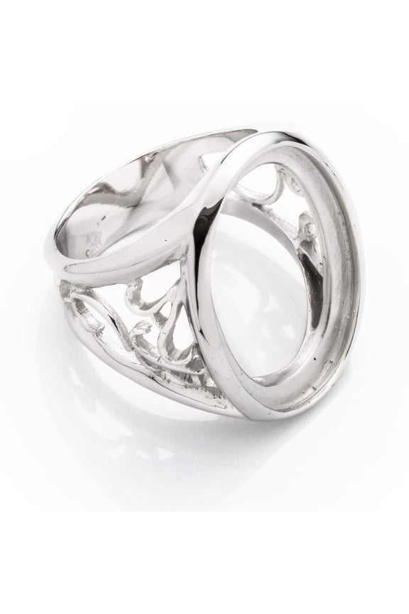 Hollow Ring Setting with Oval Bezel Mounting in Sterling Silver 17x23mm | MTR143 (6)