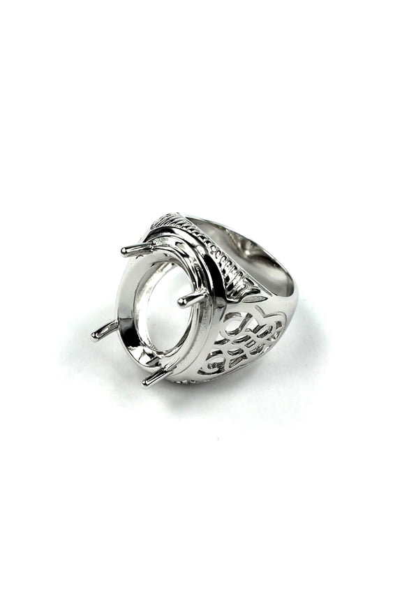 Hollow Ring Setting with Oval Prongs Mounting in Sterling Silver 16x22mm | MTR240 (10)