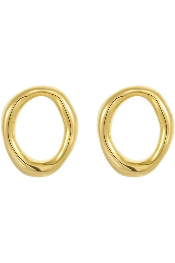 Hollow Round Stud Earrings for Women Geometry Irregular Circle Stud Earrings Stainless Steel Minimalist Statement Earrings Fashion Ear Jewelry