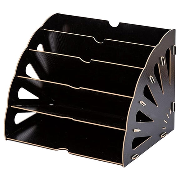 Hollow Sector File Organizer with 5 Compartments for Supplies, Black