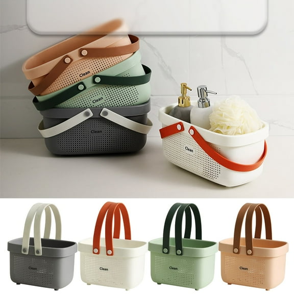 Hollow Shower Caddy Basket, Plastic Storage Container with Handle, 1 Count Assorted Color Pp Organizer Box, Non-slip & Quick-drain Design for Bathroom Storage, Portable Shower Organizer for