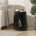 thumbnail image 1 of Hollow Side Table, Unique Wood-Like Black Finish Modern Accent for Indoors & Outdoors, 1 of 12
