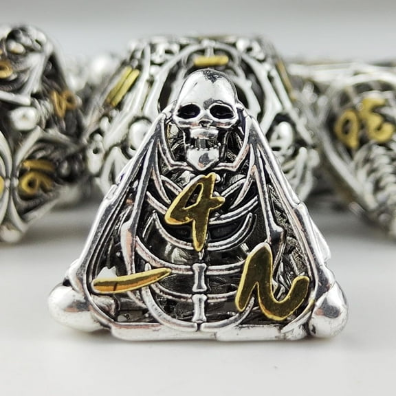 Hollow Skull DND Metal Polyhedral Dice Set, 7 Piece