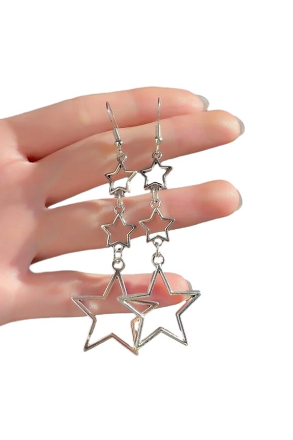Hollow Star Ear Pendant Five Pointed Star Shape Ears Drops Non Fading Punk Ornament Pentagrams Decorations for Women