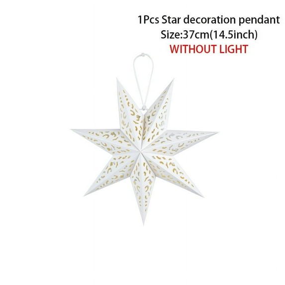 Hollow Star Hanging Pendant Light Eid Mubarak Ramadan Kareem Decoration 2024 paper Lantern Islamic Muslim Party Supplies wedding (35cm without light B)