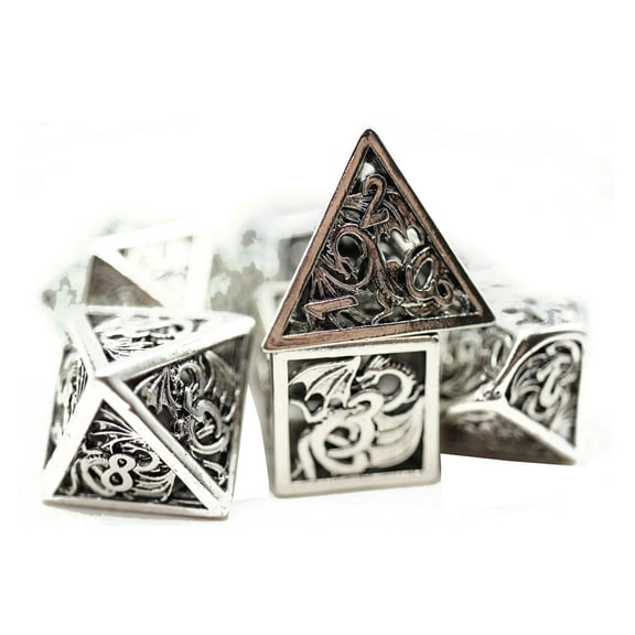 Hollow Steel Dragon RPG Metal Dice Set