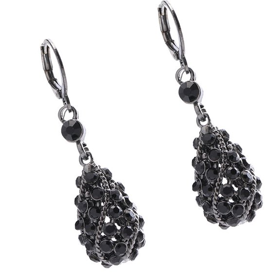 Hollow Teardrop Earrings with Full Crystals Embellishment Elegant Designs Portable Zines Alloy Jewelry for Women
