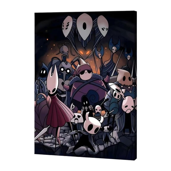 Hollow-Theme Knight Game Posters Gaming Character Canvas Wall Art Gamer Room Wall Mural Video Game Art Prints Decorations(Black-31.5X23.6In)