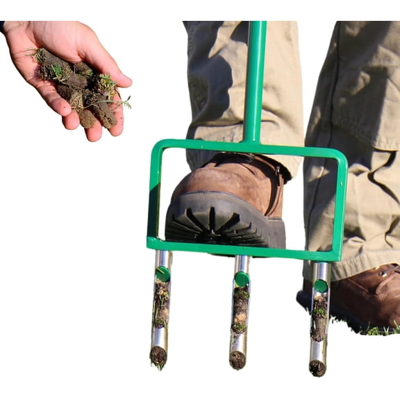 Hollow Tine Lawn Aerator Tool - 42 Inch Core Aerator and Grass Aeration Tool Lawn Tools - Stainless Steel Manual Lawn Aerator Plug Aerator and Aerator Lawn Tool for Soil Compaction Yard Tools