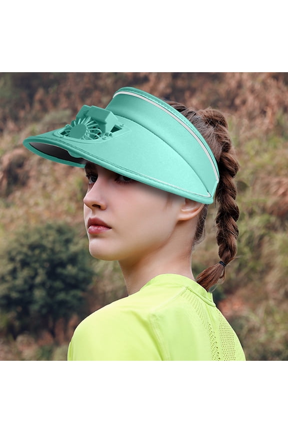 Hollow Top USB Charging Fan Sun Hat, Sweat Absorbing Elastic Adjustable Visor Cap, Quiet Cooling Windproof Sun Shade Hat for Outdoor Riding Beach Travel Daily Summer Heat Relief Wear