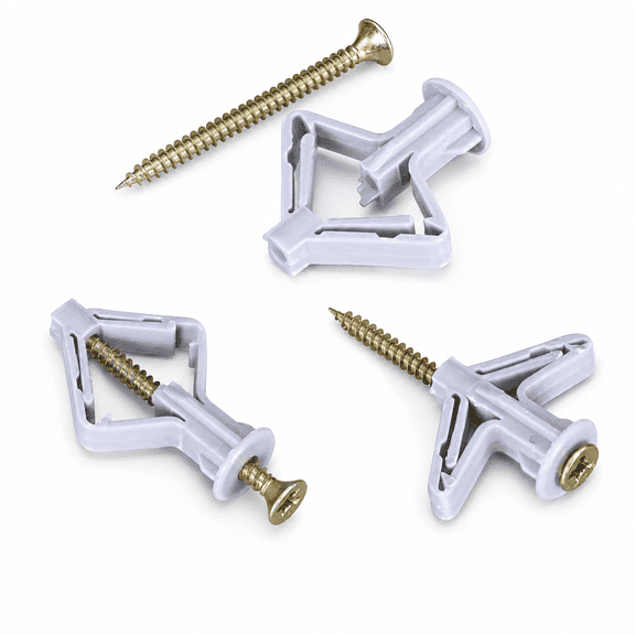 Hollow-Wall Anchors, Drywall Anchor Kit with Screws, Self-Drilling Hollow Wall Anchor, Grey, 65 lbs Capacity (One Size, 50 Anchors + 50 Screws)
