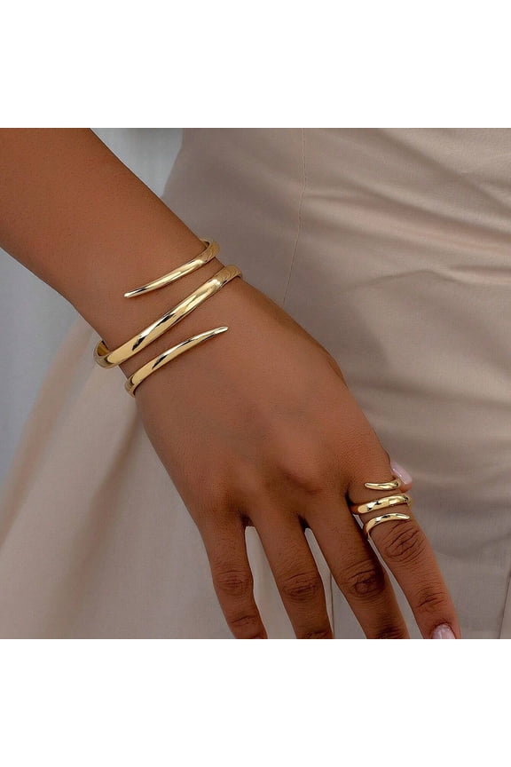 Hollow Water Drops Line Open Ring Fashion Simple