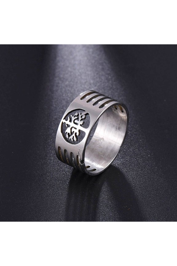 Hollow Wish Tree Stainless Steel Ring: European Style Constellation Design, Perfect Gift for Employee Benefits