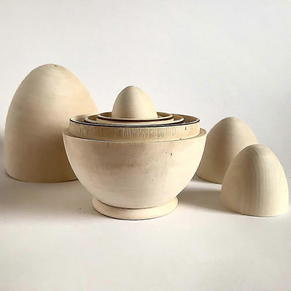 Hollow Wooden Eggs Easter Nesting Eggs Toy Wood Easter Basket Stuffers Gift 5 Hollow Unpainted Eggs DIY