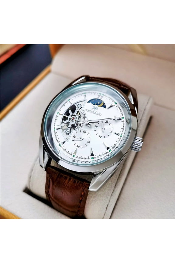 Hollow large flywheel automatic mechanical watch waterproof luminous moon phase multi-functional men's watch