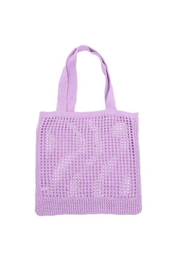 Fashion Violet Knitted Sling Bag Hollow Out Design Casual Storage Woman Bag