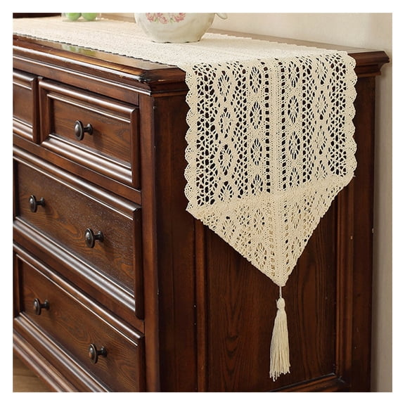 Hollow table runner, table runner, cheesecloth table runner, long tablecloth, tablecloth with tassel, dining room decorative tablecloth, for bridal birthday party table decoration