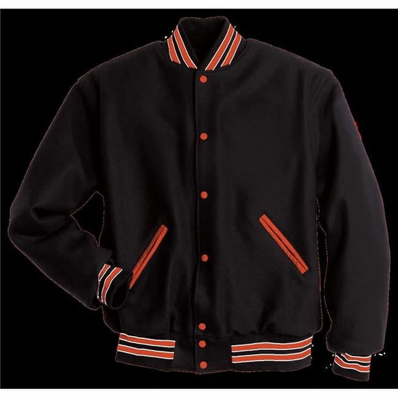 Holloway 224182.U37.S Adult Letterman Jacket - Black, Burnt Orange & White - Small