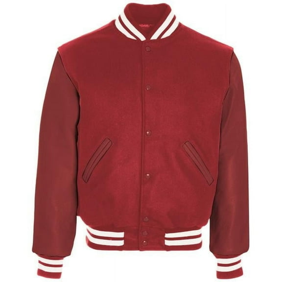 Holloway 224183.U03.XL Adult Varsity Jacket, Scarlet & White - Extra Large
