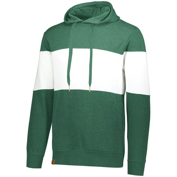 Holloway 229563.86E.L Adult Ivy League Hoodie, Dark Green Heather & White - Large