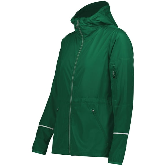 Holloway B19464543 Packable Hooded Jacket for Women, Dark Green - Small