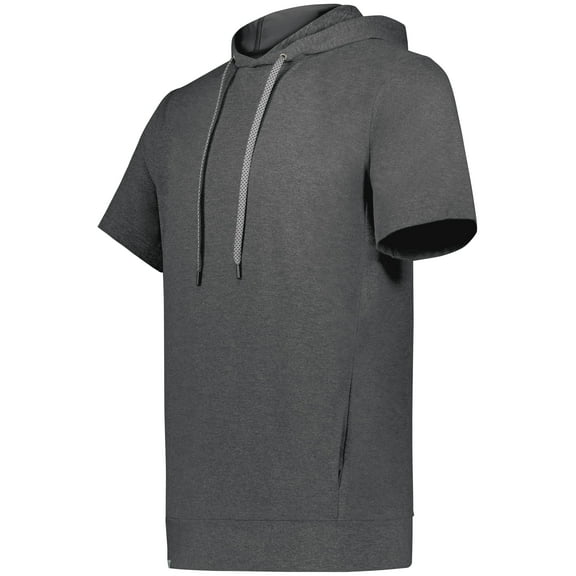 Holloway B23764943 Eco Revive Ventura Soft Knit Short Sleeve Hoodie, Carbon Heather - Small