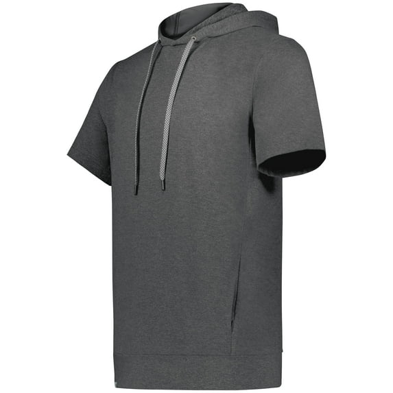 Holloway B23764946 Eco Revive Ventura Soft Knit Short Sleeve Hoodie, Carbon Heather - Extra Large
