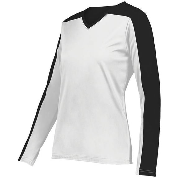 Holloway 223702.226.2XL Ladies Momentum Team Long Sleeve T-Shirt, White & Black - 2XL