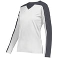thumbnail image 1 of Holloway 223702.61U.3XL Ladies Momentum Team Long Sleeve T-Shirt, White & Iron - 3XL, 1 of 5