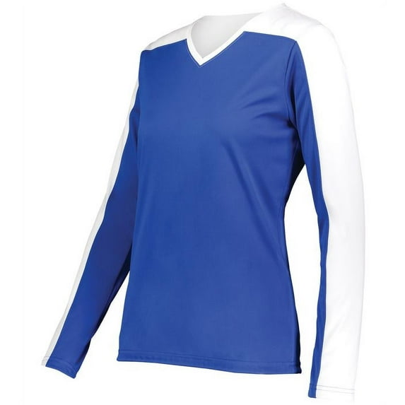 Holloway 223702.280.XL Ladies Momentum Team Long Sleeve T-Shirt, Royal & White - Extra Large