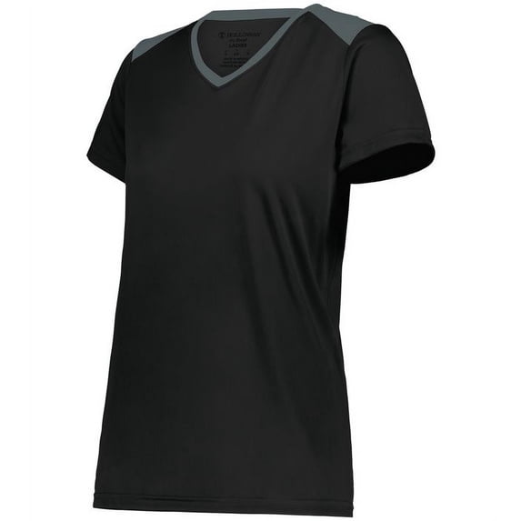 Holloway 223701.62U.2XL Ladies Momentum Team T-Shirt, Black & Iron - 2XL