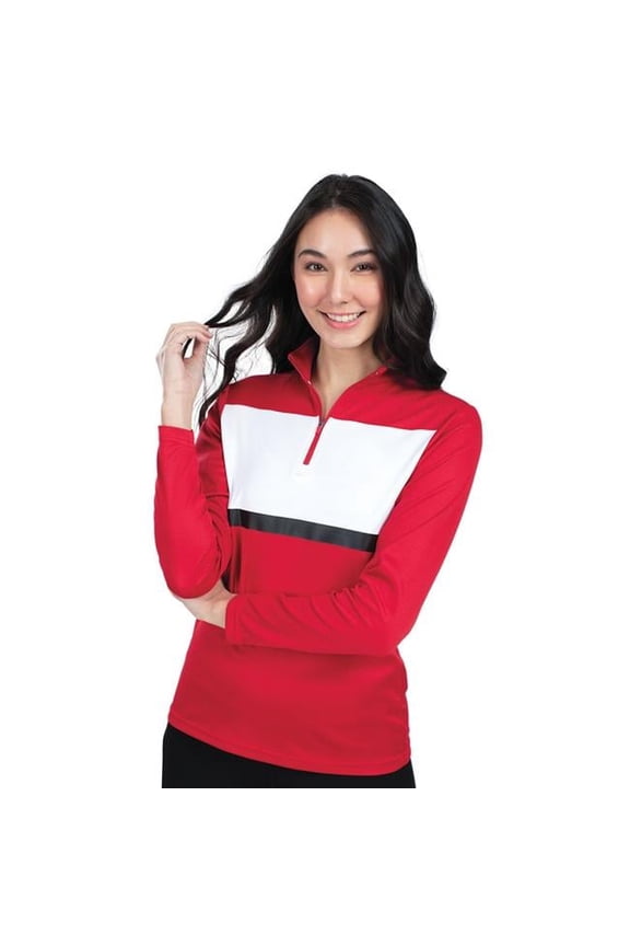 B18764124 Prism Bold Quarter-Zip Pullover for Women, Black & Gold - Medium