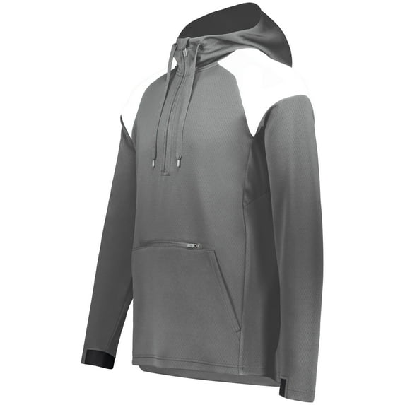 Holloway Sportswear 2XL Limitless 1/4 Zip Hoodie Carbon/White 222584