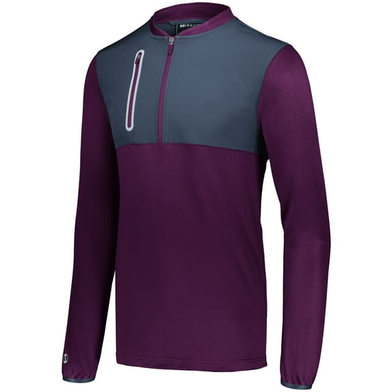 Holloway Sportswear 2XL Weld Hybrid Pullover Maroon/Carbon 229596