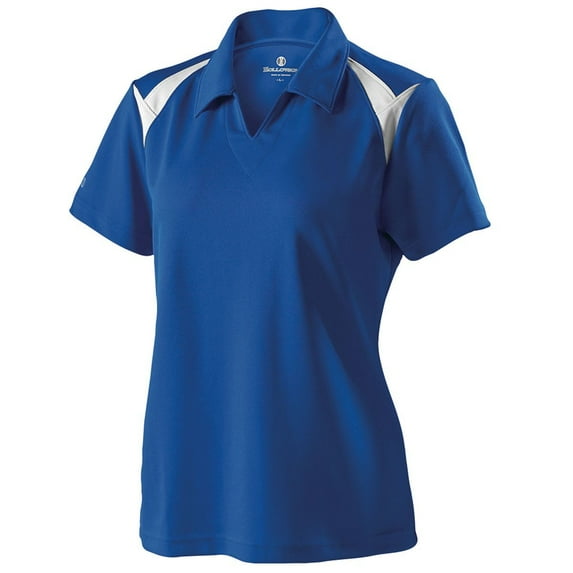 Holloway Sportswear 2XL Womens Laser Polo Royal/White 222346