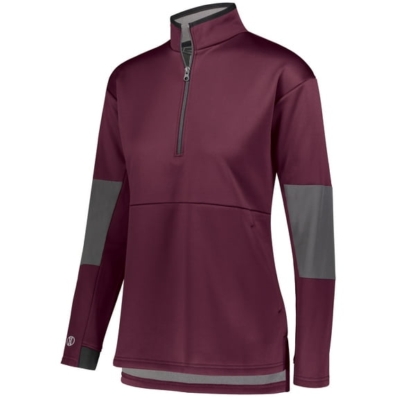 Holloway Sportswear 2XL Womens Sof-Stretch Pullover Maroon/Carbon 229738