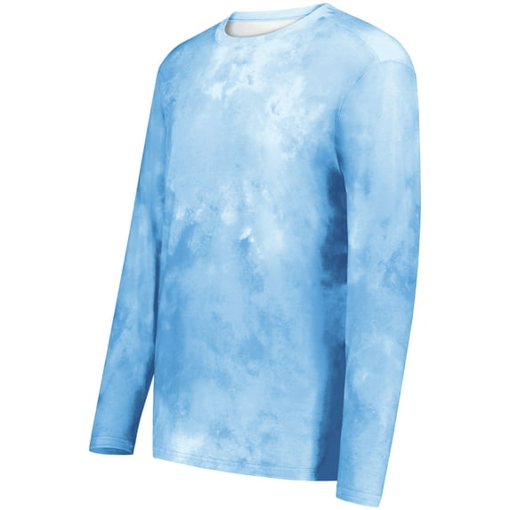 Holloway Sportswear L Boys Cotton-Touch Poly Cloud Long Sleeve Tee Columbia Blue Cloud Print 222697