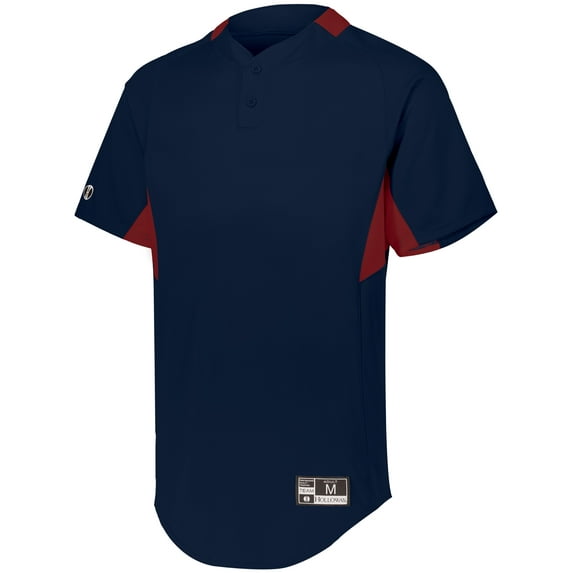 Holloway Sportswear L Boys Game7 Two-Button Baseball Jersey Navy/Scarlet 221224